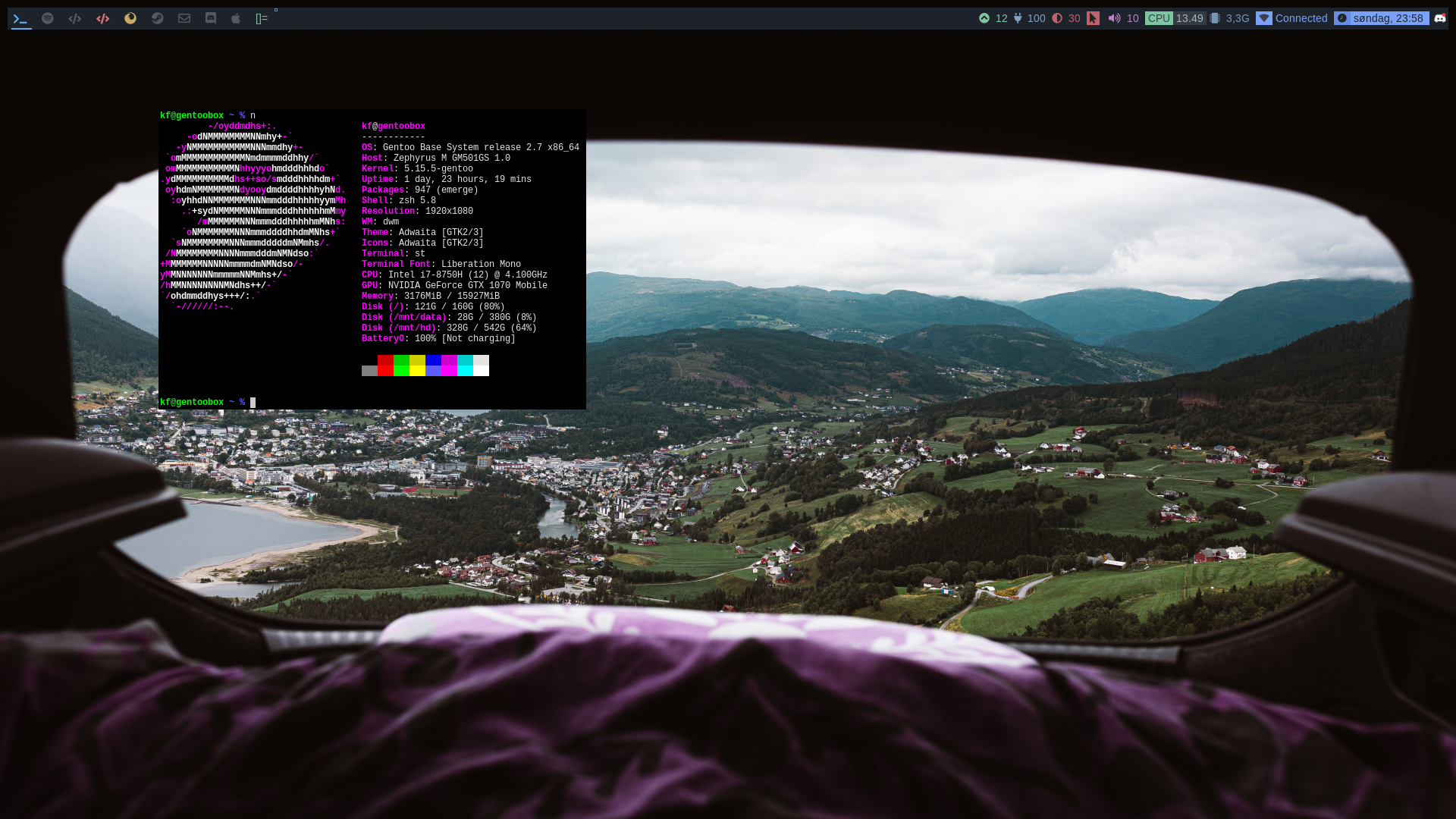 A screenshot of my chadwm desktop