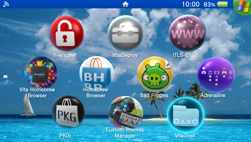 A screenshot of a PS Vita home screen